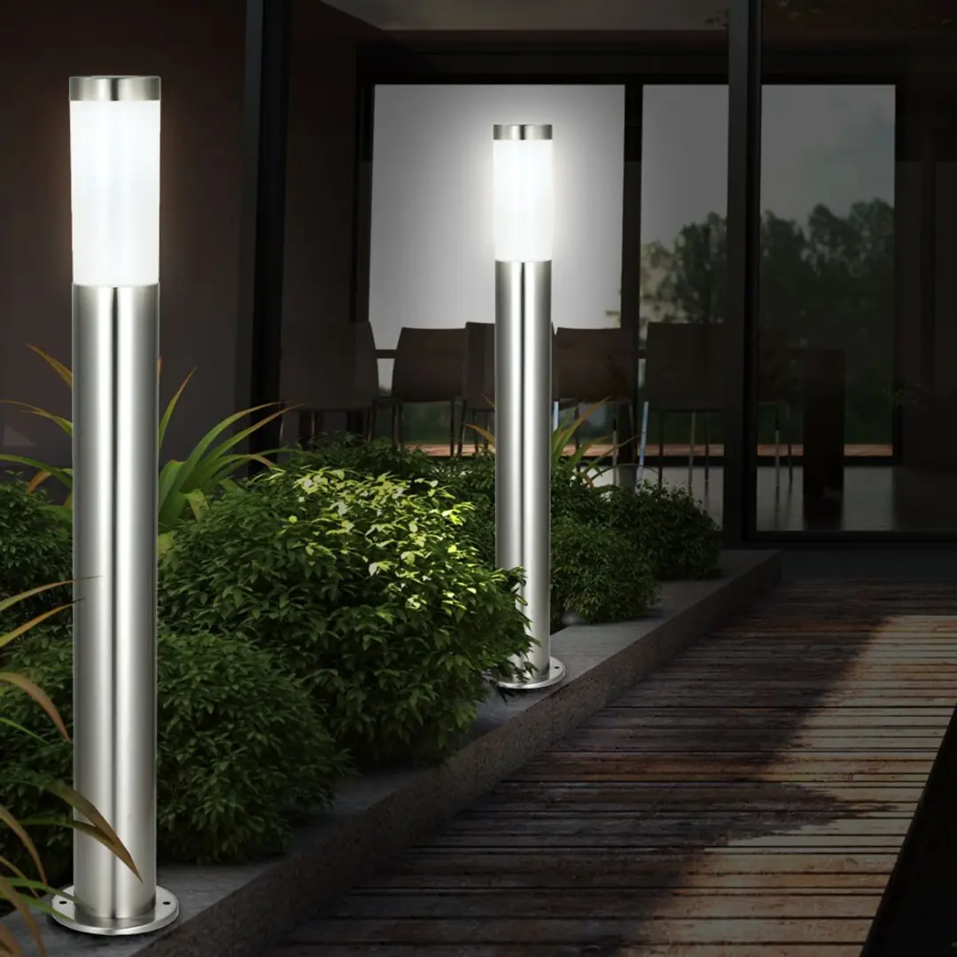 Globo Set 2 Vloerlampen Tuin - Bewegingsmelder - E27 - Zilver
