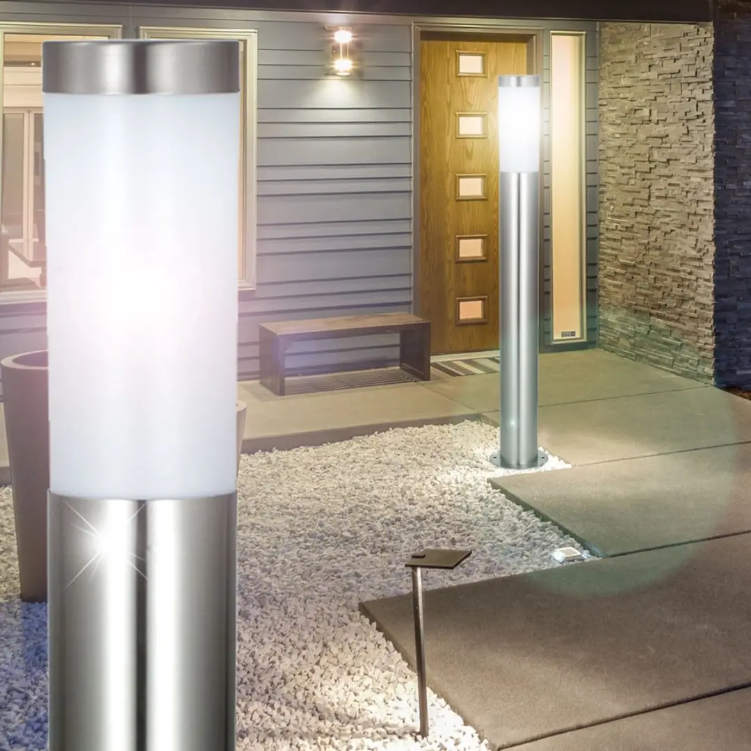 Globo Set 2 Vloerlampen Tuin - Bewegingsmelder - E27 - Zilver