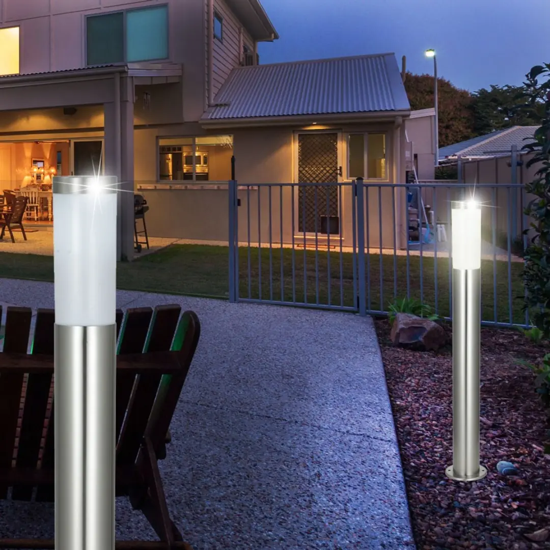 Globo Set 2 Vloerlampen Tuin - Bewegingsmelder - E27 - Zilver