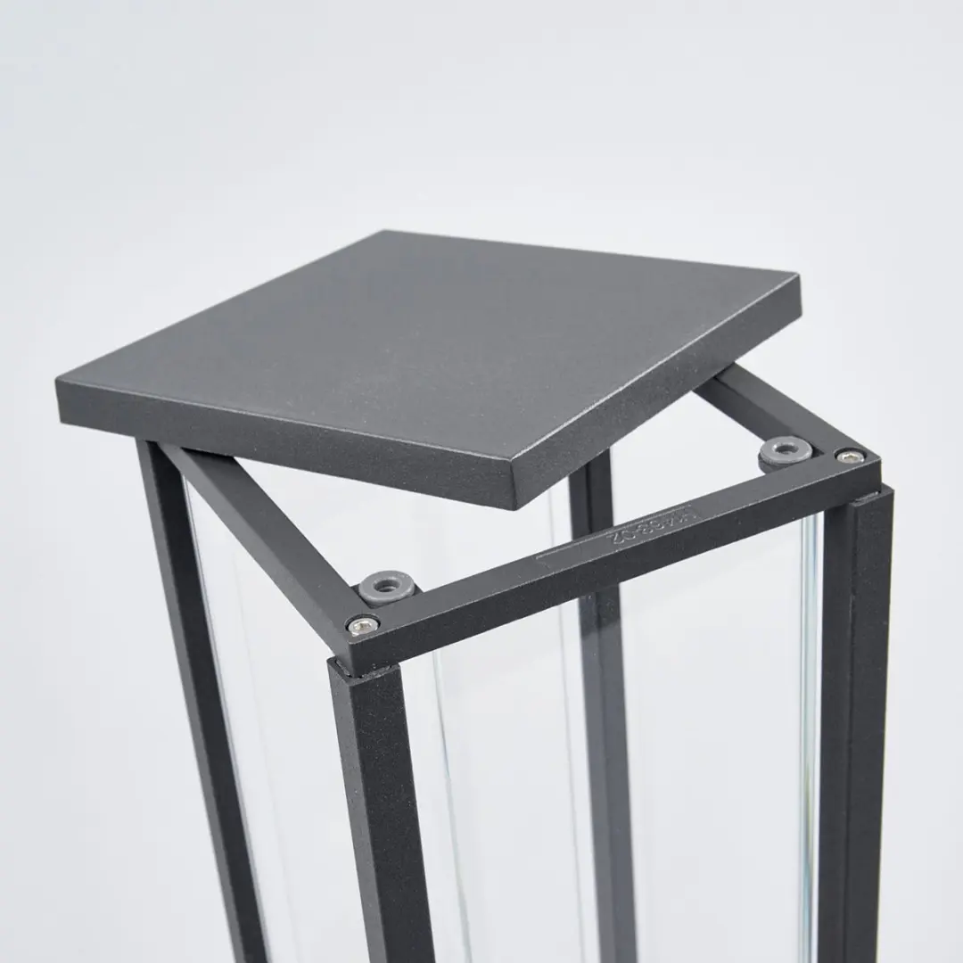 Lucande Sokkellamp Aluminium Glas 1 Licht E27 - Donkergrijs