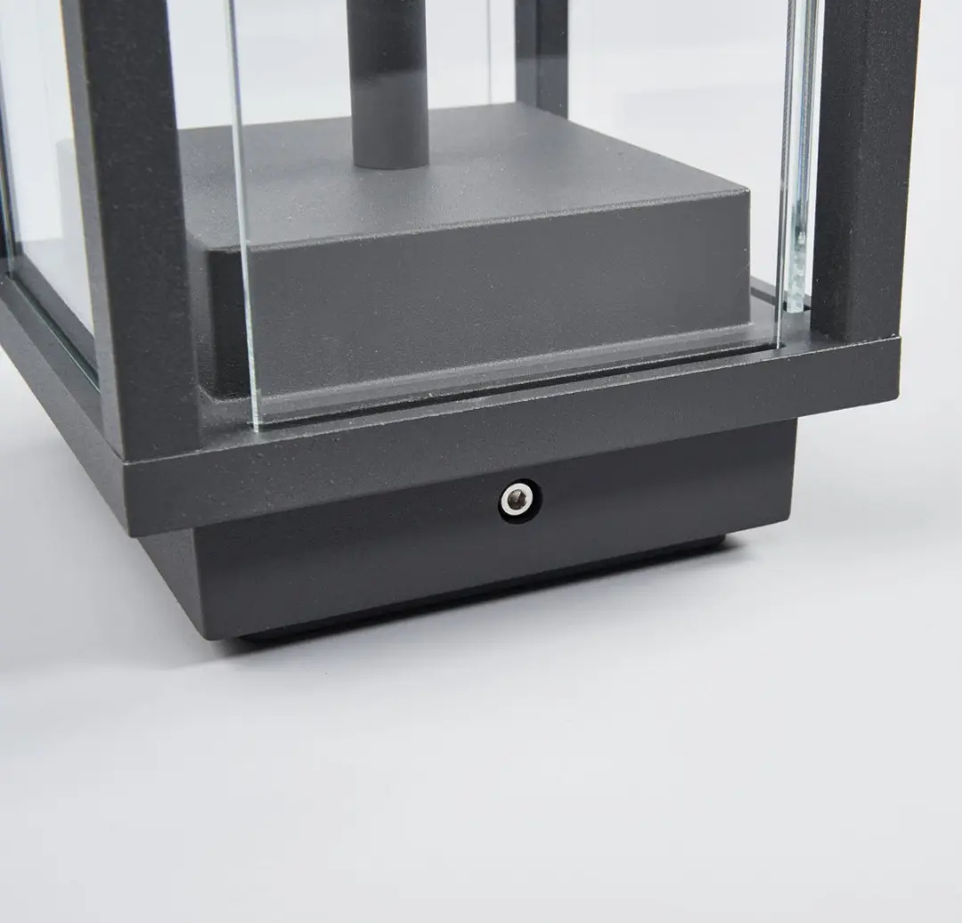 Lucande Sokkellamp Aluminium Glas 1 Licht E27 - Donkergrijs