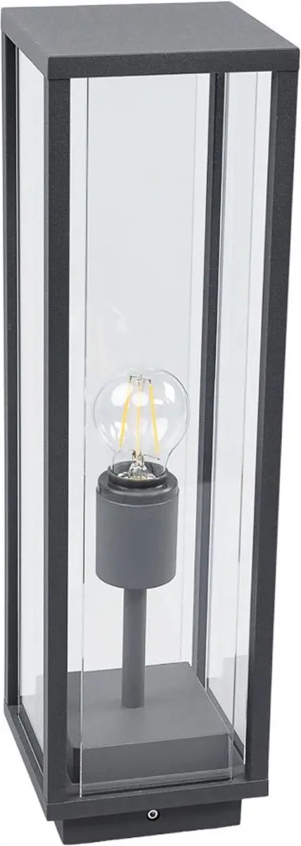 Lucande Sokkellamp Aluminium Glas 1 Licht E27 - Donkergrijs