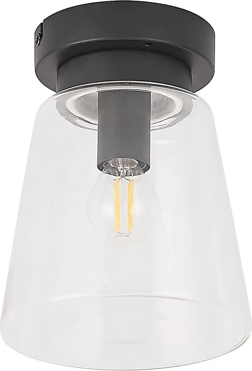 Lindby Plafondlamp Badkamer 1 Licht - Zwart Mat