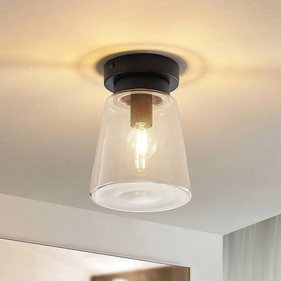 Lindby Plafondlamp Badkamer 1 Licht - Zwart Mat