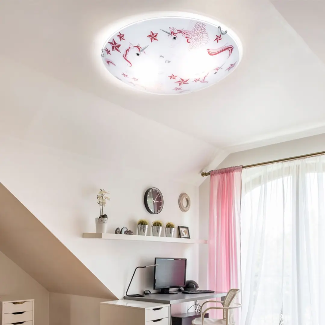 Globo Plafondlamp Eenhoorn 2x E27 - 40x10cm - Roze