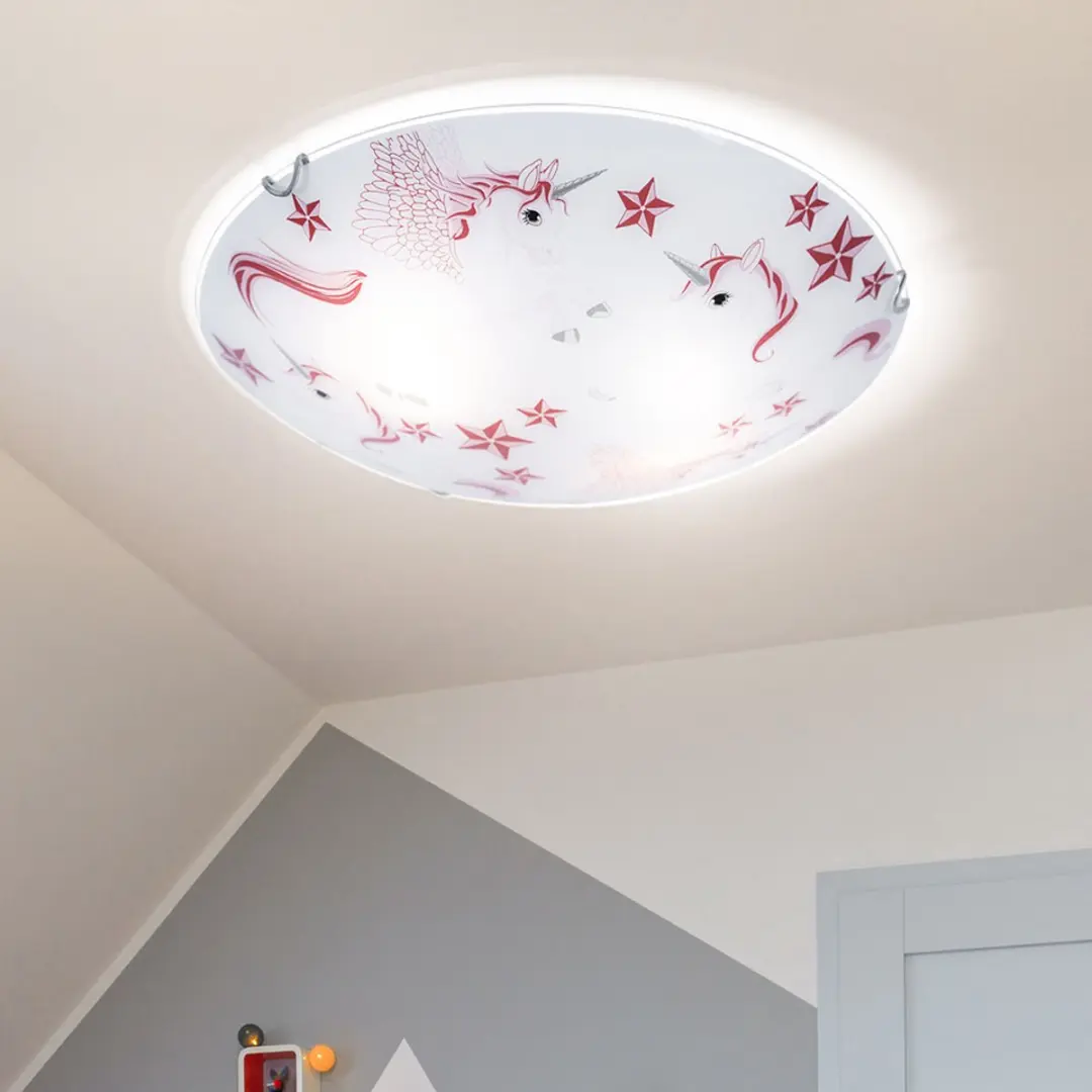 Globo Plafondlamp Eenhoorn 2x E27 - 40x10cm - Roze