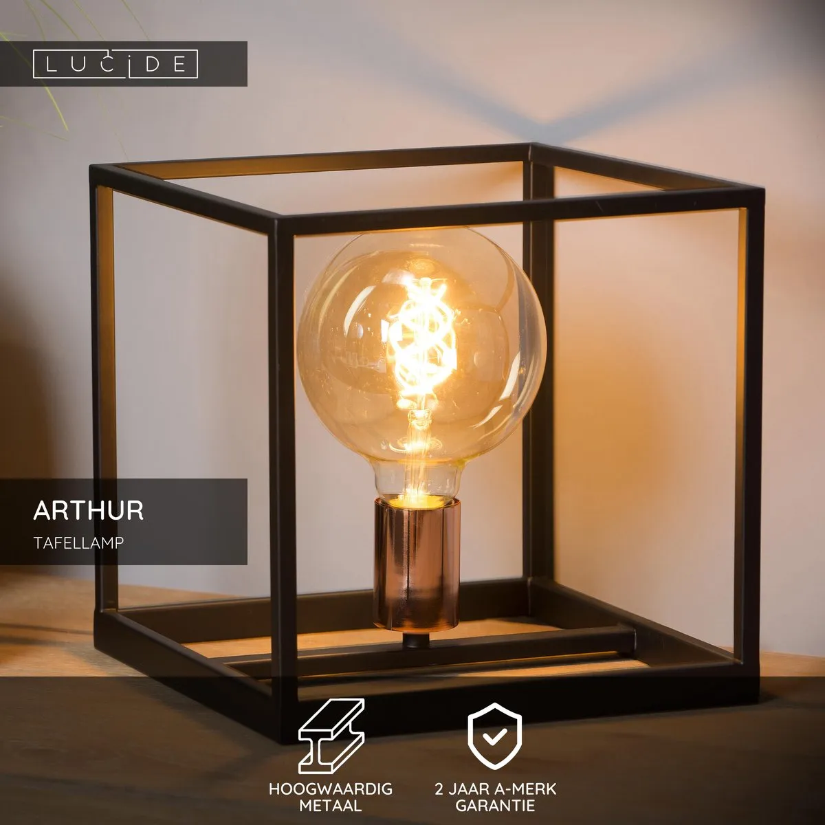 Lucide Arthur Tafellamp E27 - Zwart