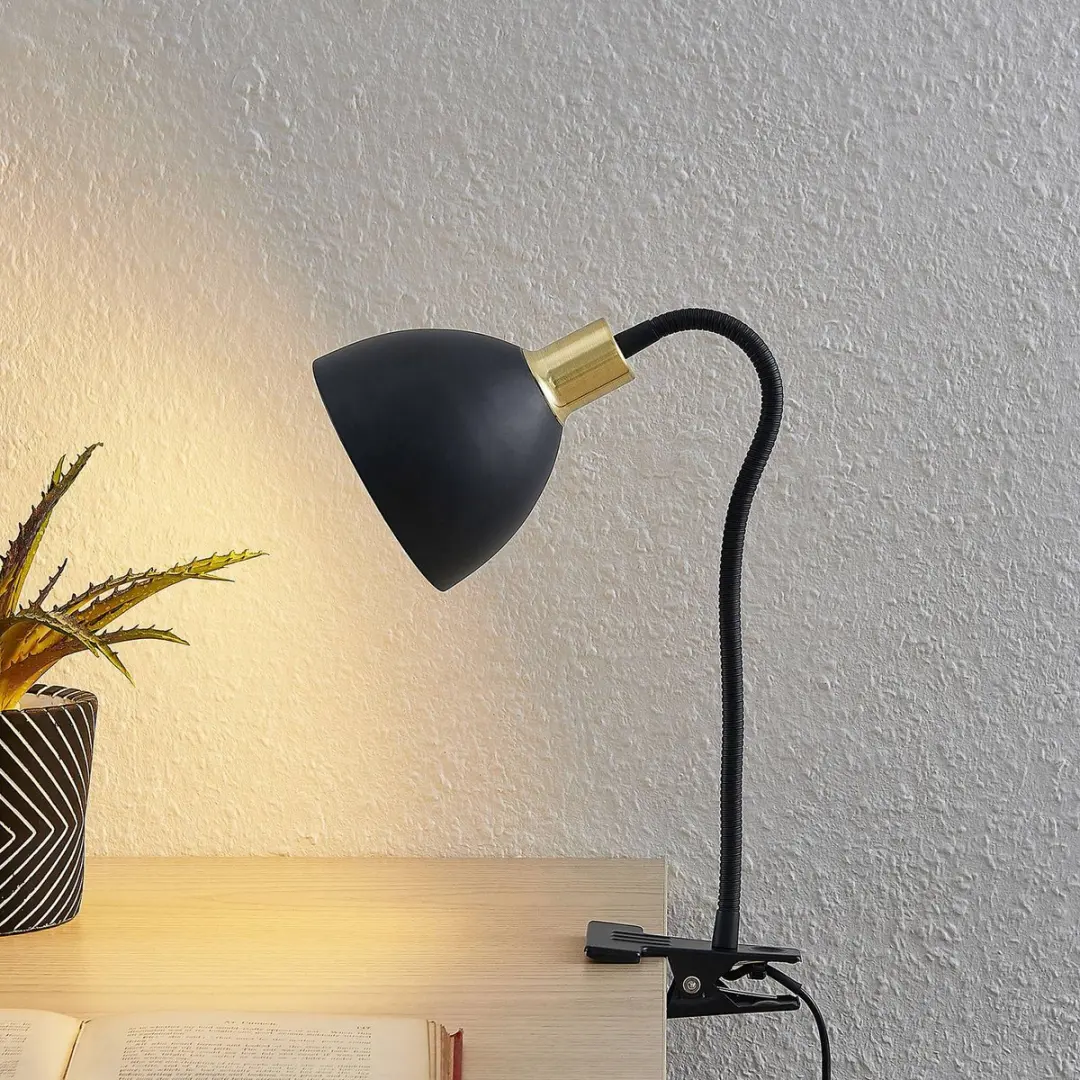 Lindby Klemlamp 1 Licht E14 - Mat Zwart/Messing