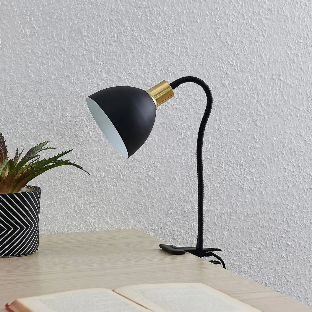 Lindby Klemlamp 1 Licht E14 - Mat Zwart/Messing
