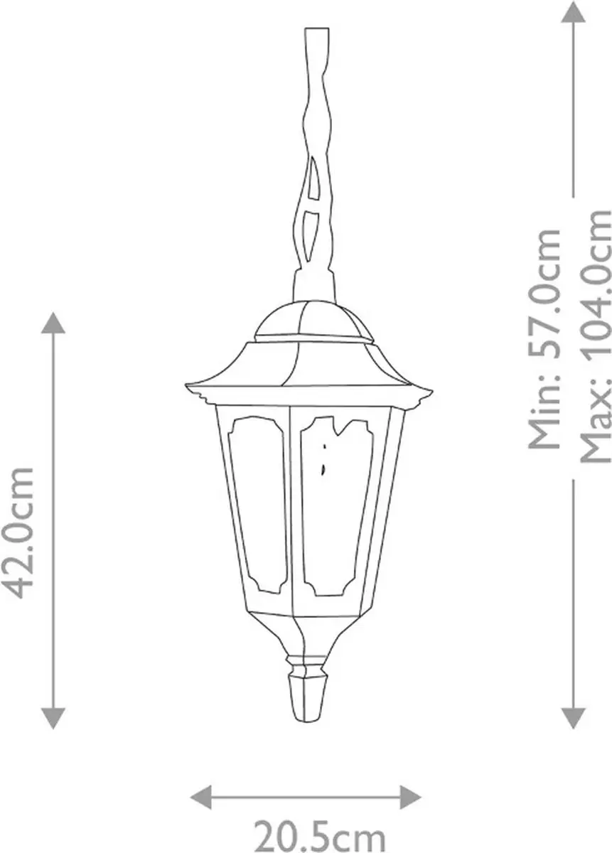 Elstead LED Buiten Hanglamp Parish 1x E27 60W - IP44 - Dimbaar - Zwart