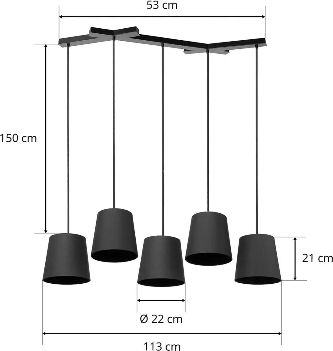 Lucande Hanglamp 5-Lichts E27 - Zwart