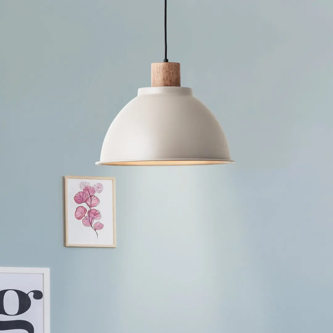 Brilliant Erena Hanglamp 38cm - Taupe Metaal/Hout