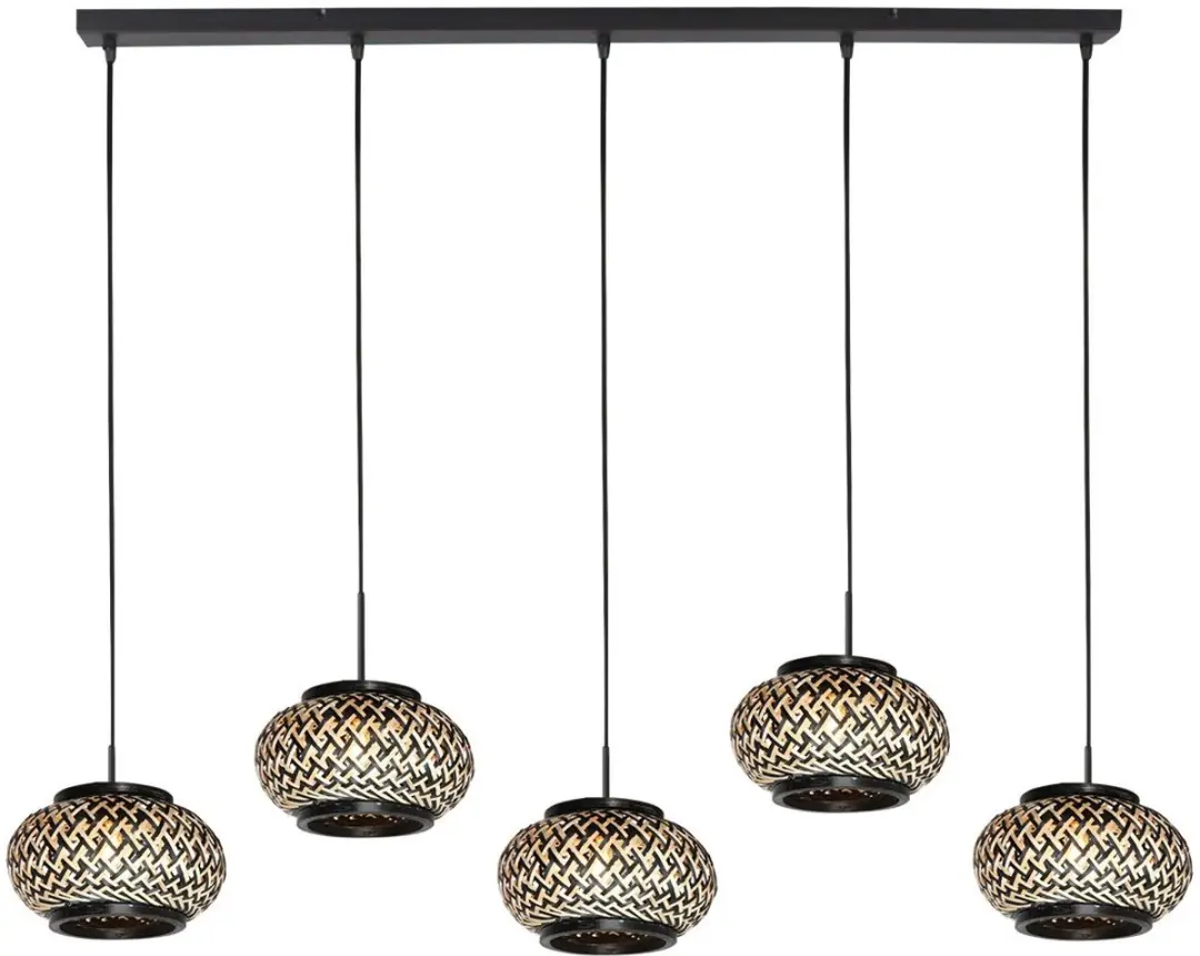 Steinhauer Nox Light 4528ZW Hanglamp - 5 Lichtpunten - 40W - Beige/Zwart