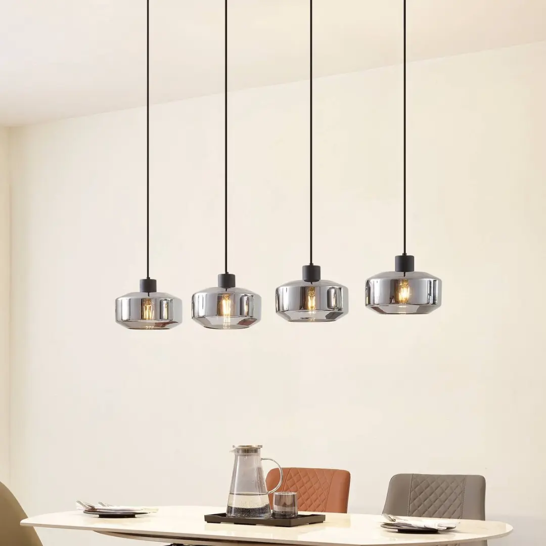 Lindby Hanglamp 4-lichts - 22cm - Rookgrijs/Zandzwart