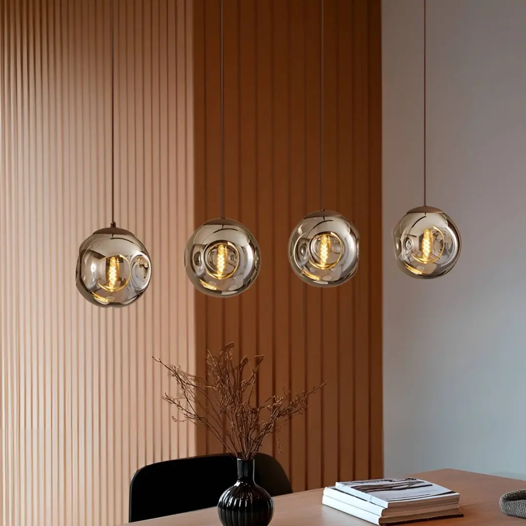 Lindby Hanglamp 4-Lichts Glas - Bruin/Rookgrijs