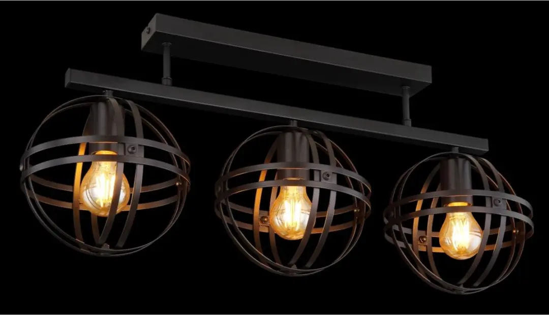 Globo Tamara Plafondlamp - 3x E27 - Ø20cm - Zwart