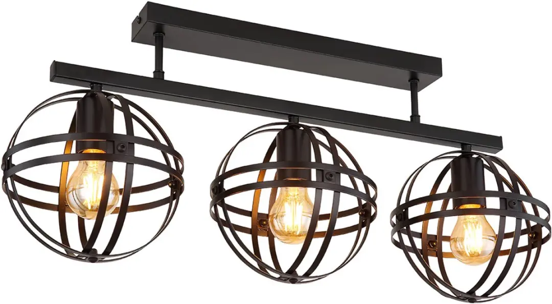 Globo Tamara Plafondlamp - 3x E27 - Ø20cm - Zwart