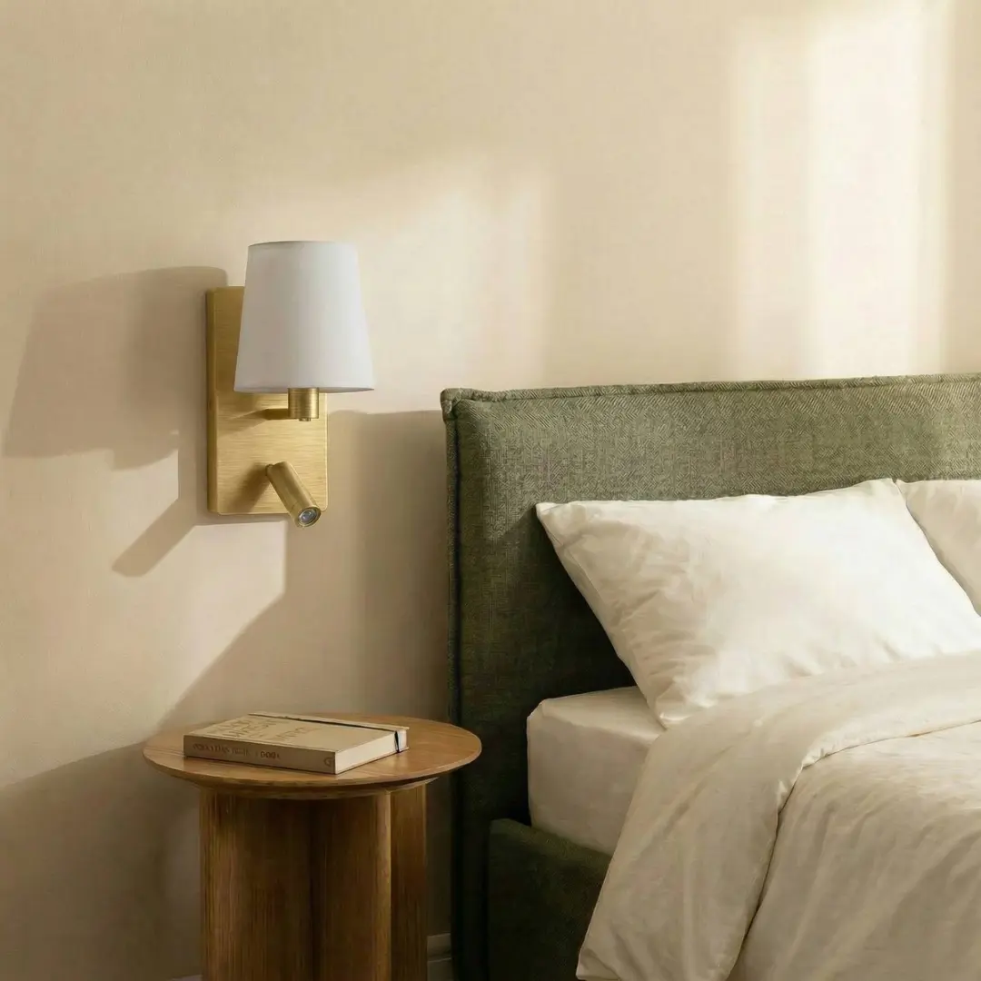Lindby Wandlamp E14 10W - wit/messing