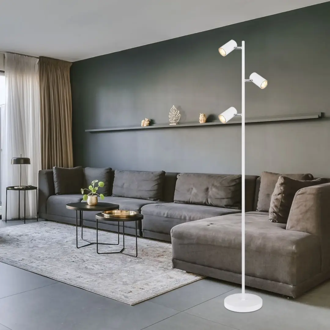 Globo Robby Vloerlamp - 3x GU10 - Wit