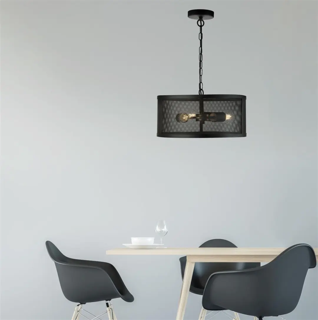 Searchlight Fishnet Hanglamp - Zwart Messing