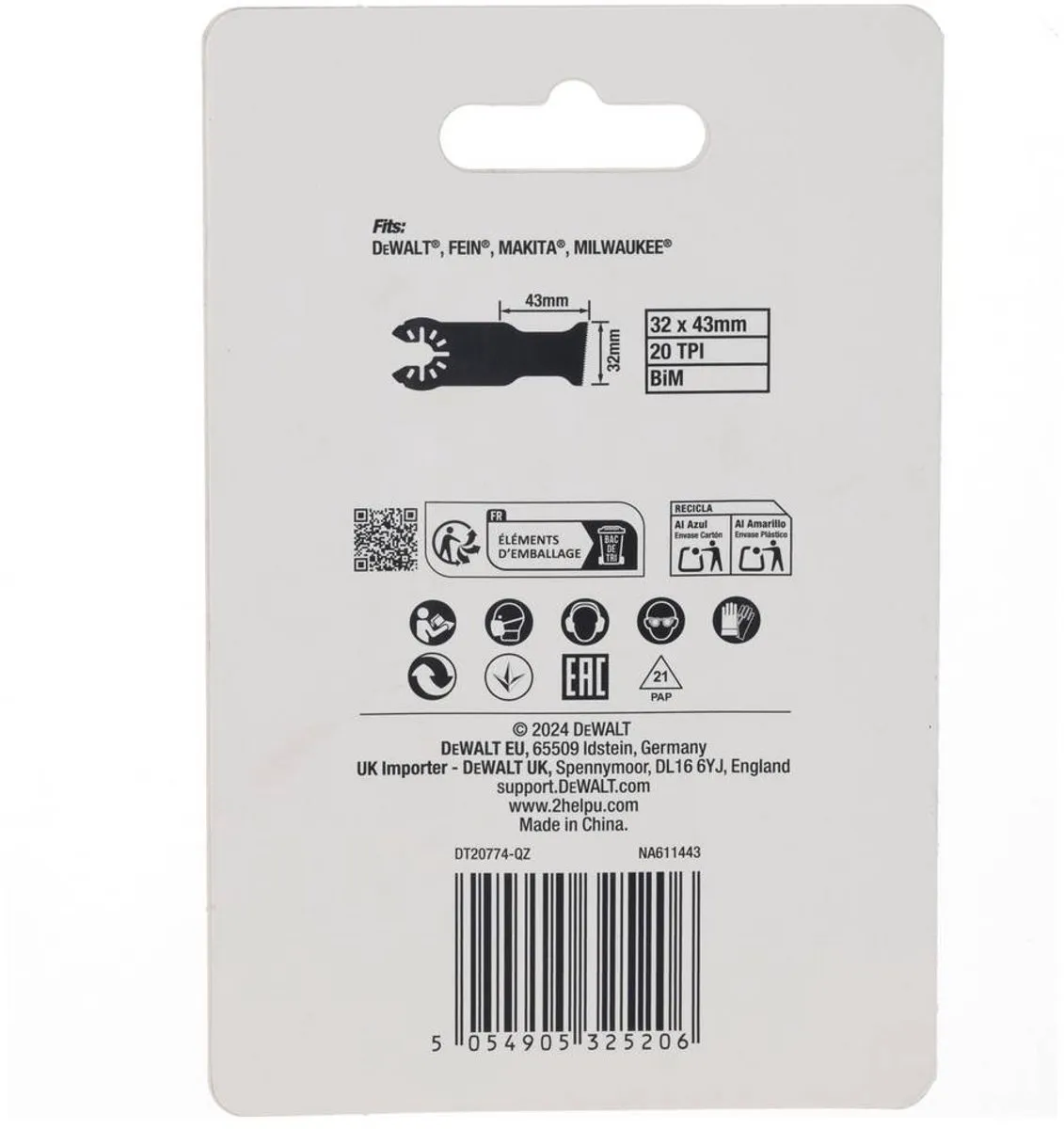 DeWalt DT20774 Multitool Zaagblad BiM Schuine Snede 32mm