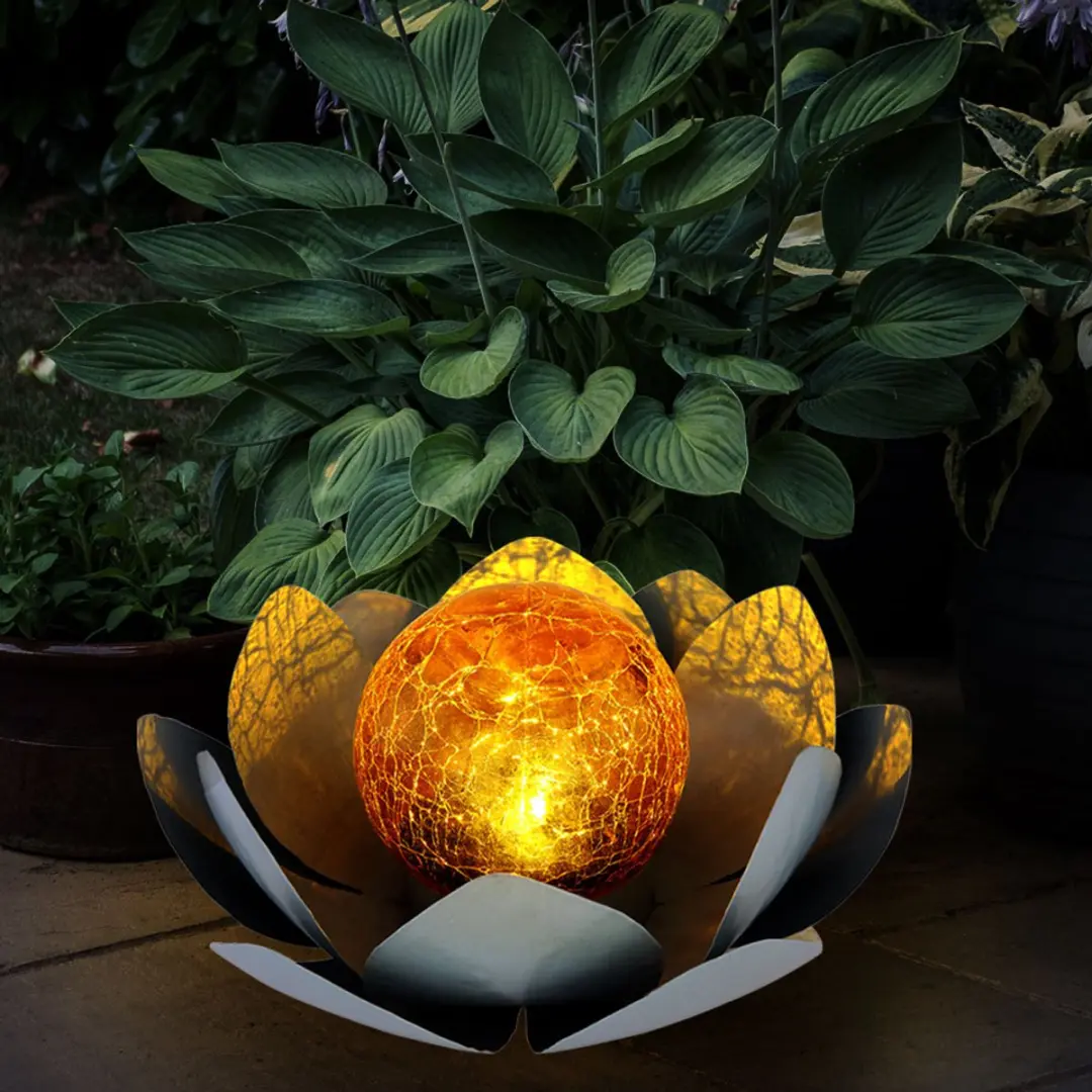 Globo LED Solar Buitenlampen Lotus 25cm - Grijs