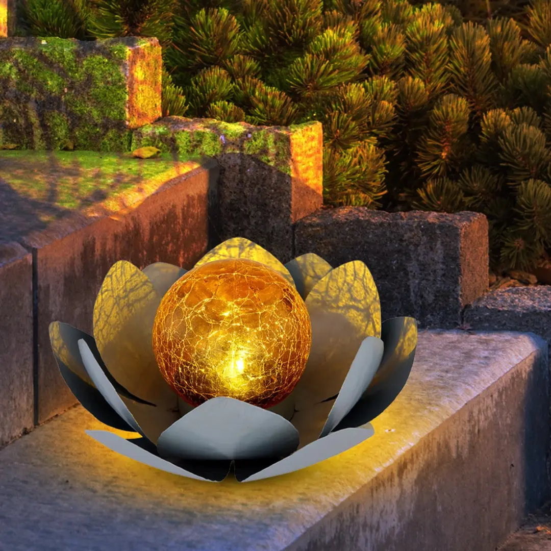 Globo LED Solar Buitenlampen Lotus 25cm - Grijs