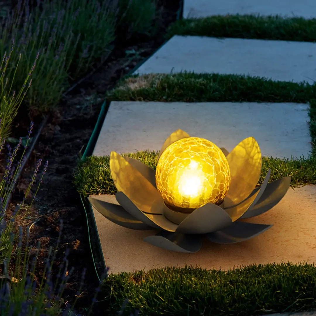 Globo LED Solar Buitenlampen Lotus 25cm - Grijs