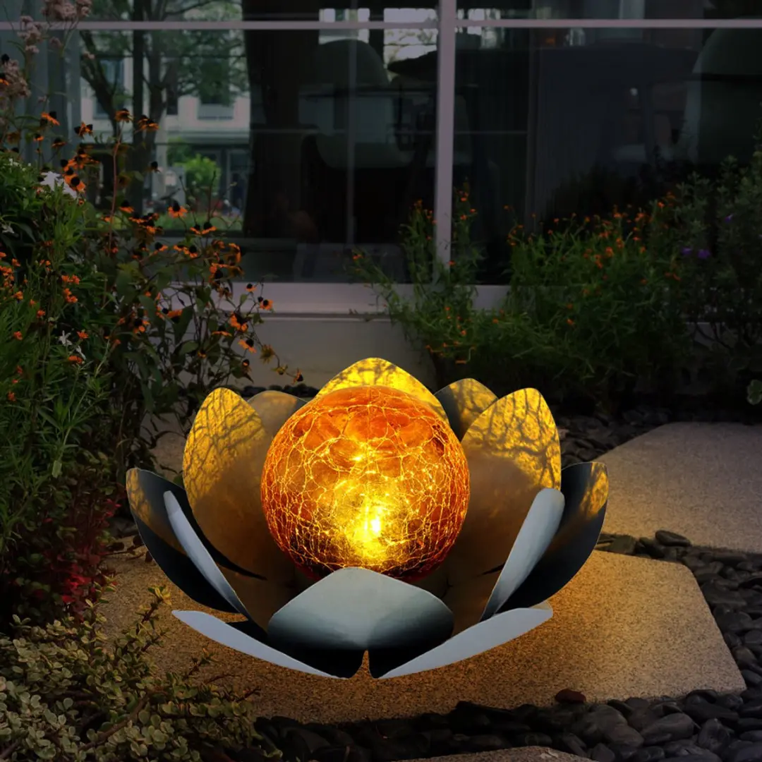 Globo LED Solar Buitenlampen Lotus 25cm - Grijs