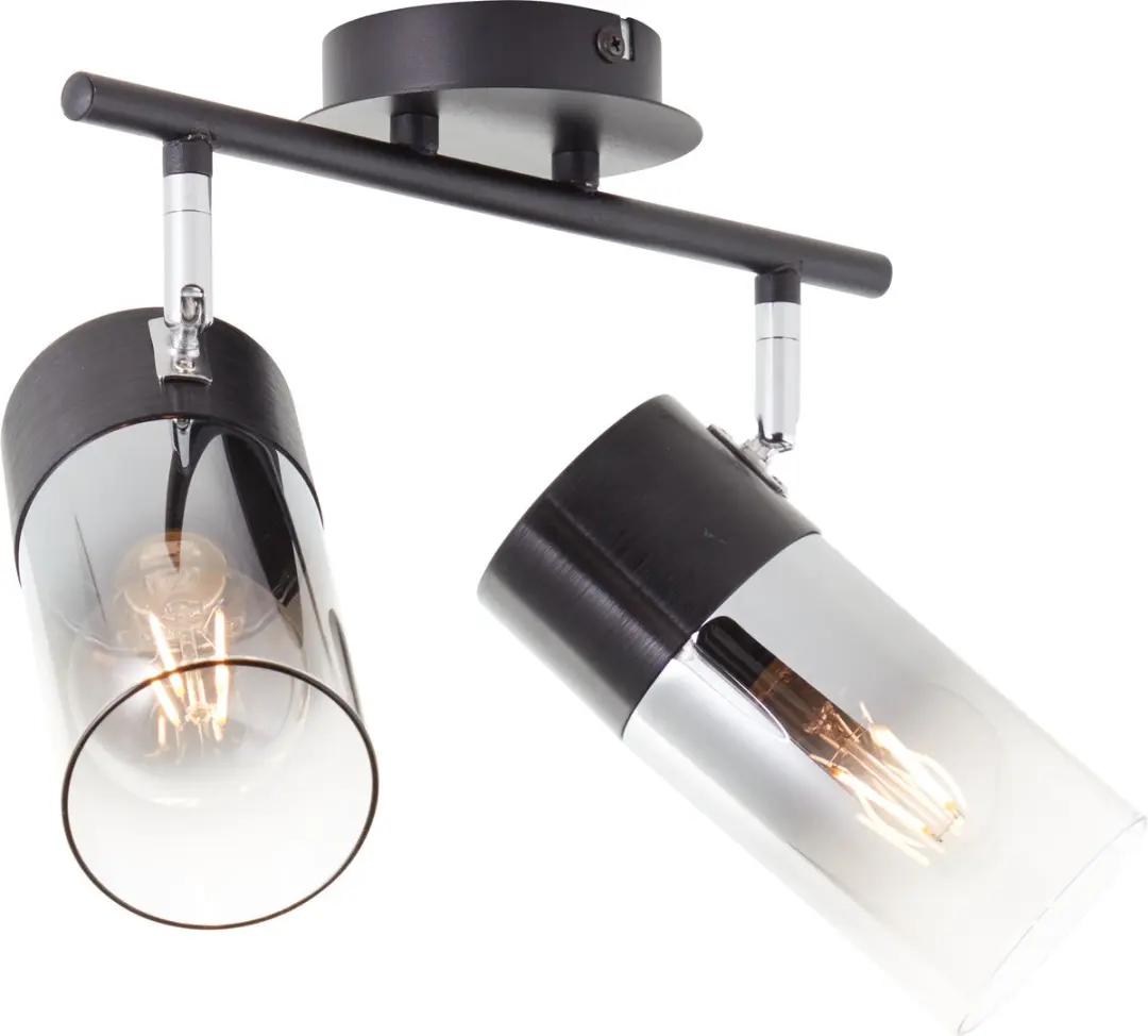Brilliant Alia Spot Barlamp 2x A60 E27 - 40W - Zwart/Rookglas