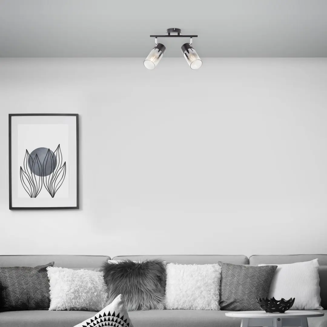 Brilliant Alia Spot Barlamp 2x A60 E27 - 40W - Zwart/Rookglas