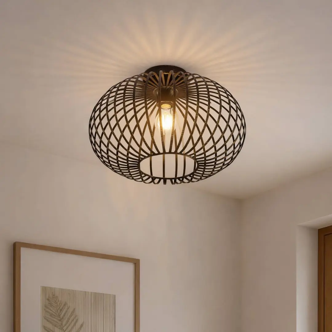 Lindby Plafondlamp 1 Licht Ø40cm - Zwart/Geborsteld Messing