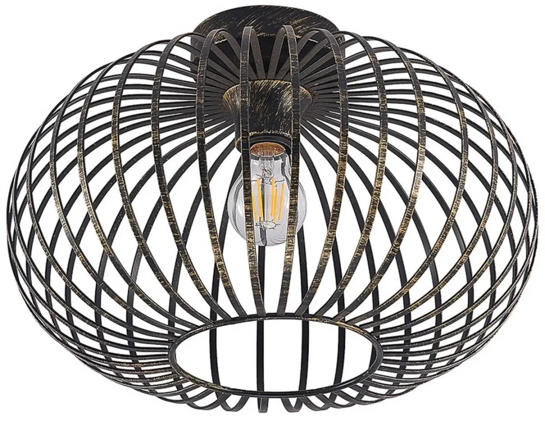 Lindby Plafondlamp 1 Licht Ø40cm - Zwart/Geborsteld Messing