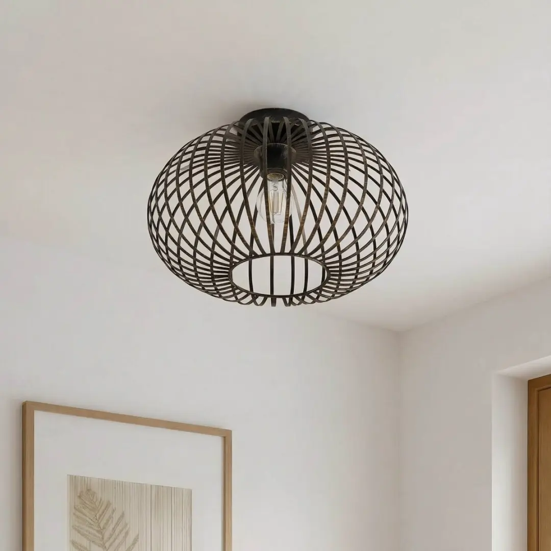 Lindby Plafondlamp 1 Licht Ø40cm - Zwart/Geborsteld Messing