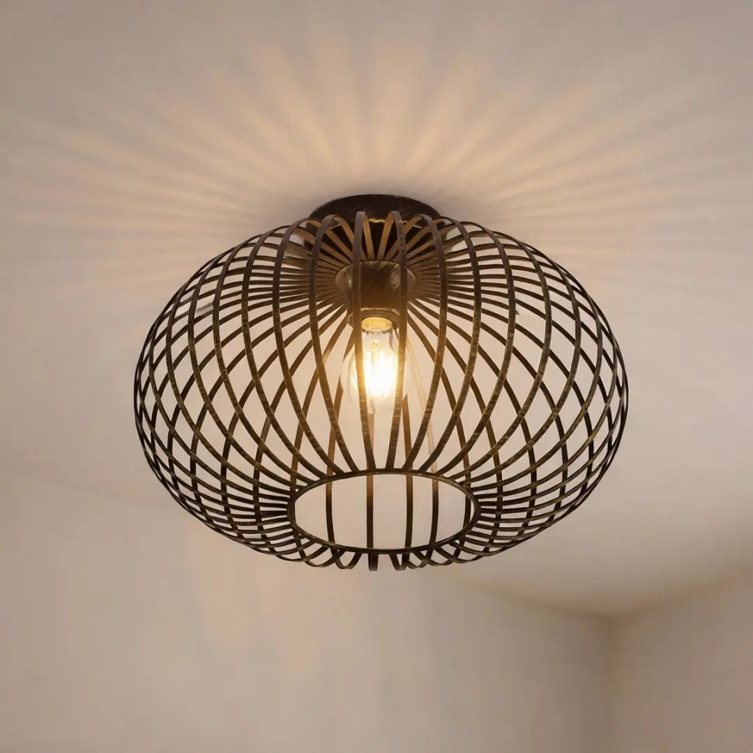 Lindby Plafondlamp 1 Licht Ø40cm - Zwart/Geborsteld Messing