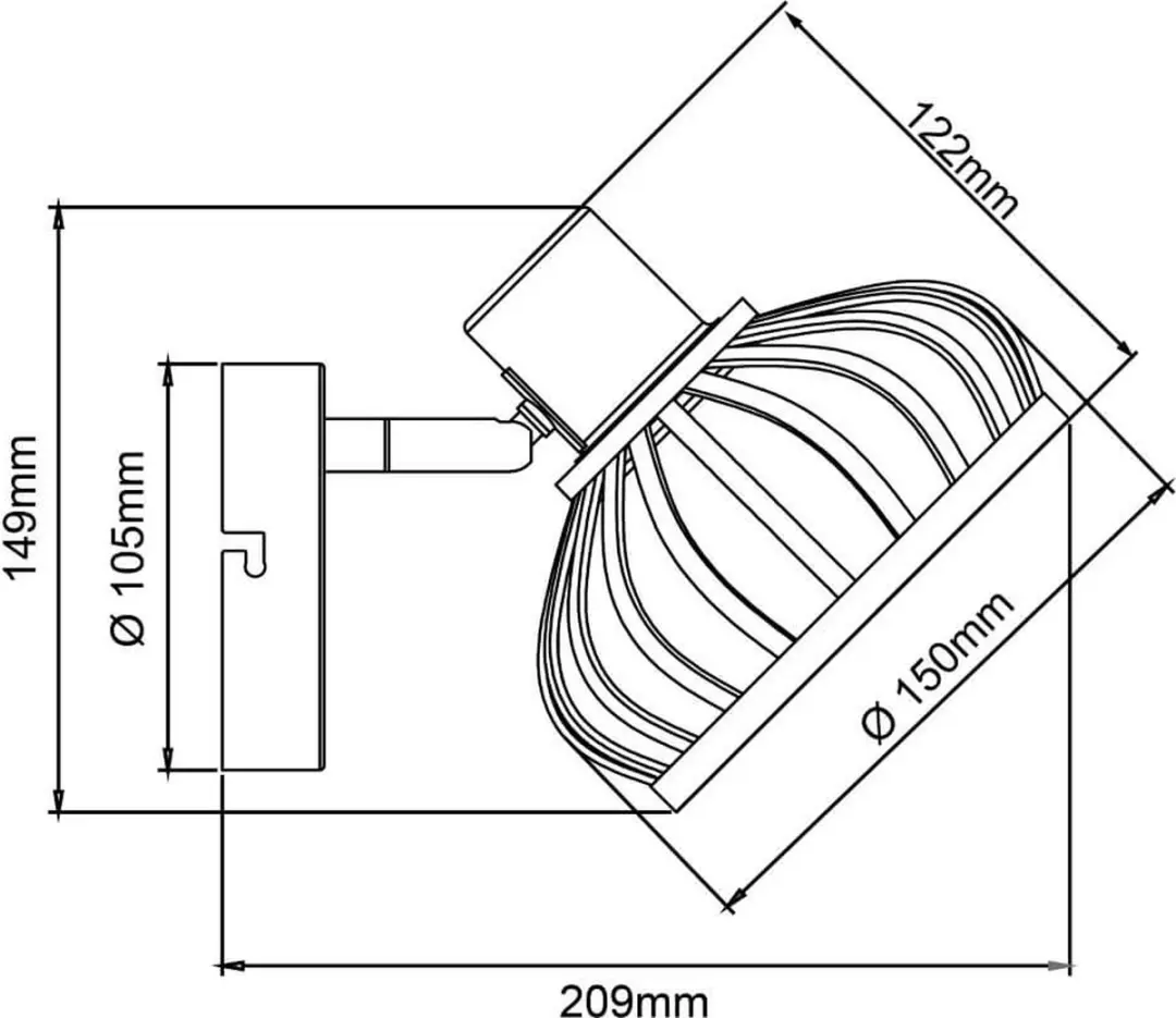 Brilliant Norah Wandspot D45 E14 28W - Hout/Zwart Metaal/Bamboe