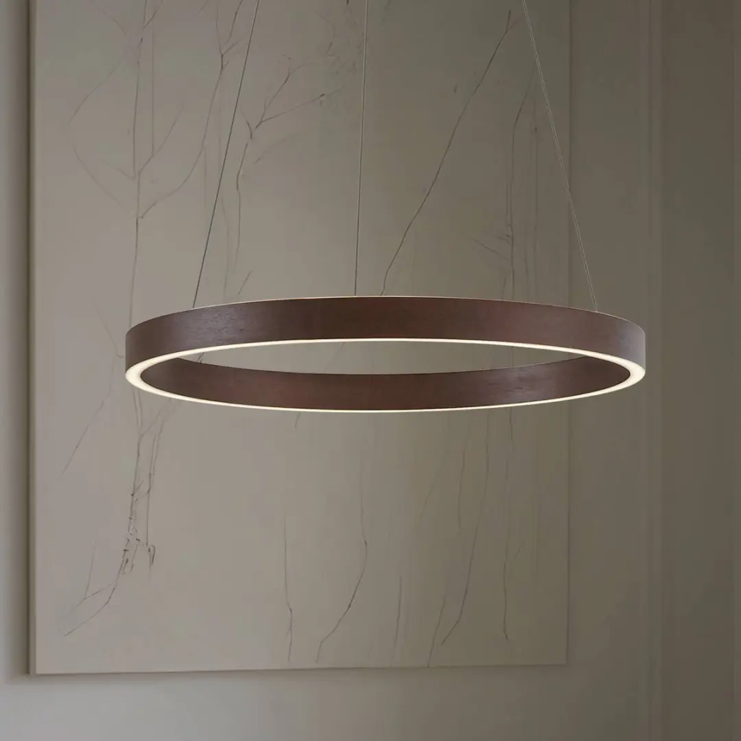 Lucande Hanglamp CCT 6800K - 1 Licht - 60cm - Koffiebruin/Wit