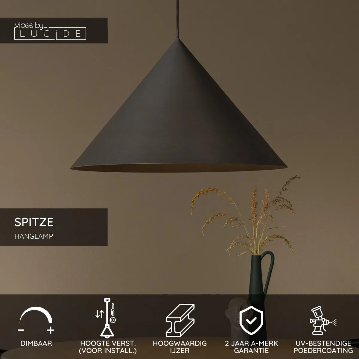 Lucide Spitze Hanglamp Ø60cm Grijs