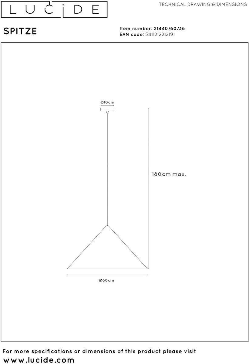 Lucide Spitze Hanglamp Ø60cm Grijs