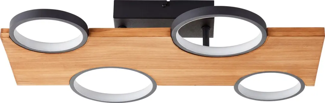 Brilliant Cheesy Led Plafondlamp 28W - Mat zwart/hout
