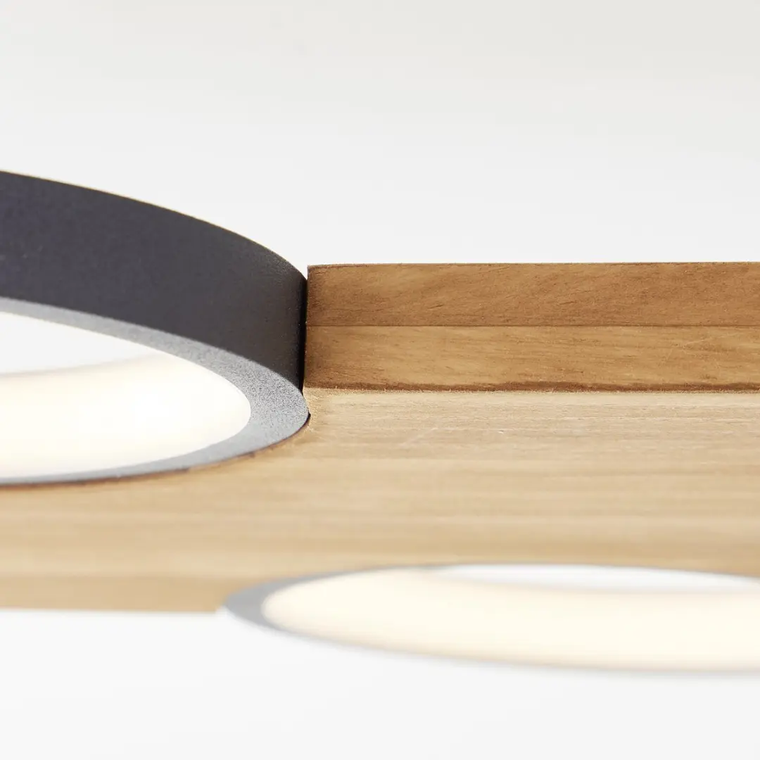 Brilliant Cheesy Led Plafondlamp 28W - Mat zwart/hout