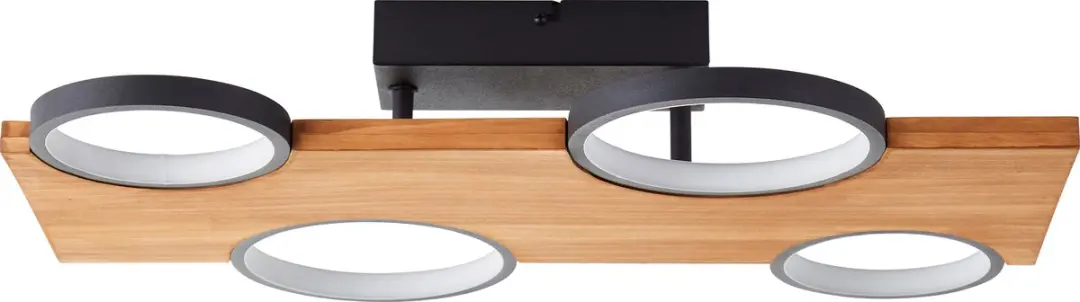Brilliant Cheesy Led Plafondlamp 28W - Mat zwart/hout - afbeelding 6 van 6