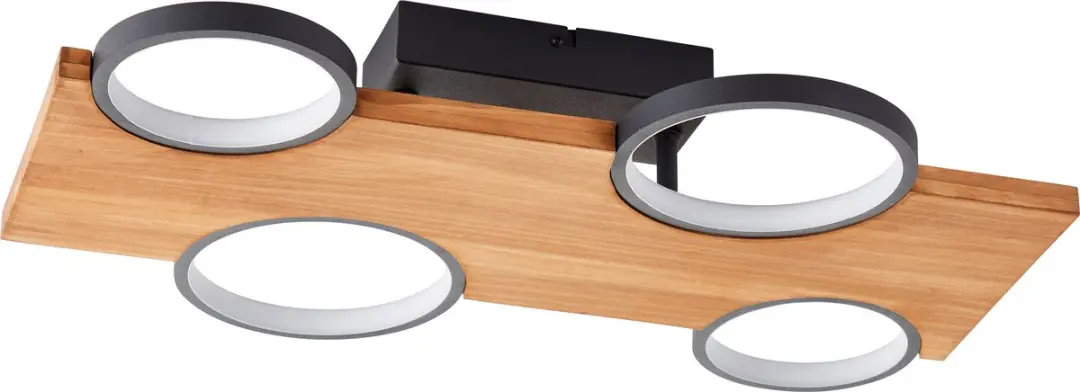 Brilliant Cheesy Led Plafondlamp 28W - Mat zwart/hout