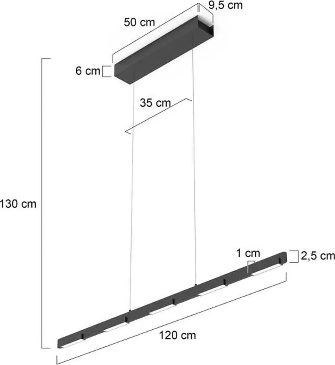 Steinhauer Hanglamp Bloc 3296ZW - 7 Lichtpunten - 120cm - Zwart