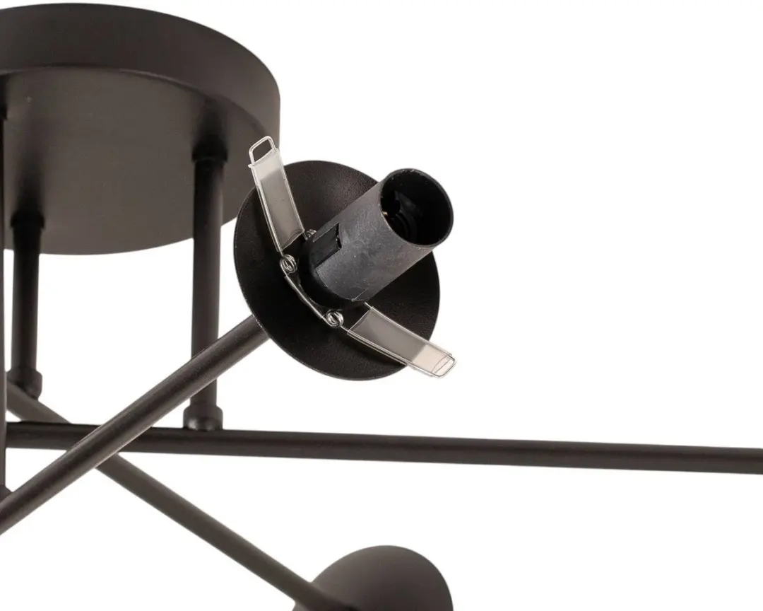 Euluna Plafondlamp 6-lichten - Ø75cm - Zwart/Wit Opaal - afbeelding 6 van 6