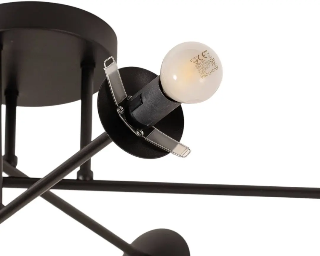 Euluna Plafondlamp 6-lichten - Ø75cm - Zwart/Wit Opaal