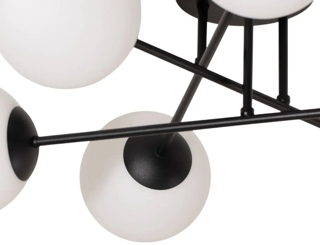 Euluna Plafondlamp 6-lichten - Ø75cm - Zwart/Wit Opaal