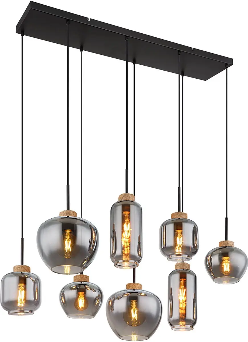 Globo Hanglamp 8-arm Zwart - E27