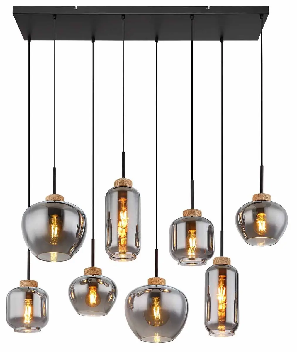Globo Hanglamp 8-arm Zwart - E27