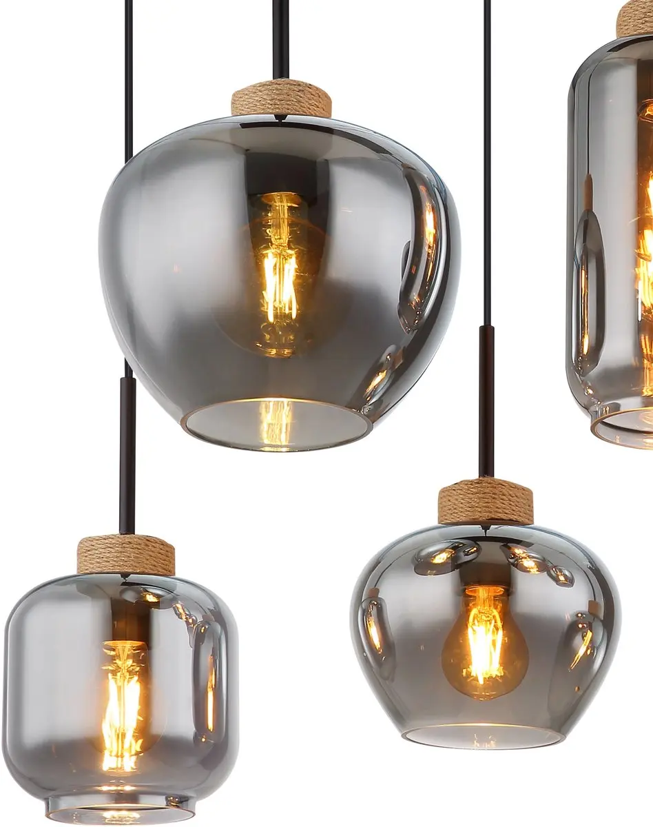 Globo Hanglamp 8-arm Zwart - E27